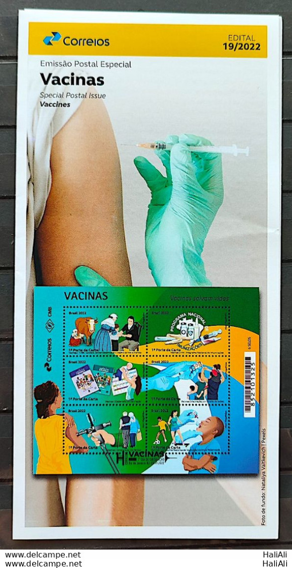 Brochure Brazil Edital 2022 19 Vaccines Healthy Hand Cow Ox Soccer Football Old People Edward Jenner Without Stamp - Brieven En Documenten