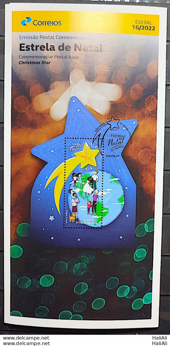 Brochure Brazil Edital 2022 16 Christamas Star Religion Without Stamp - Covers & Documents