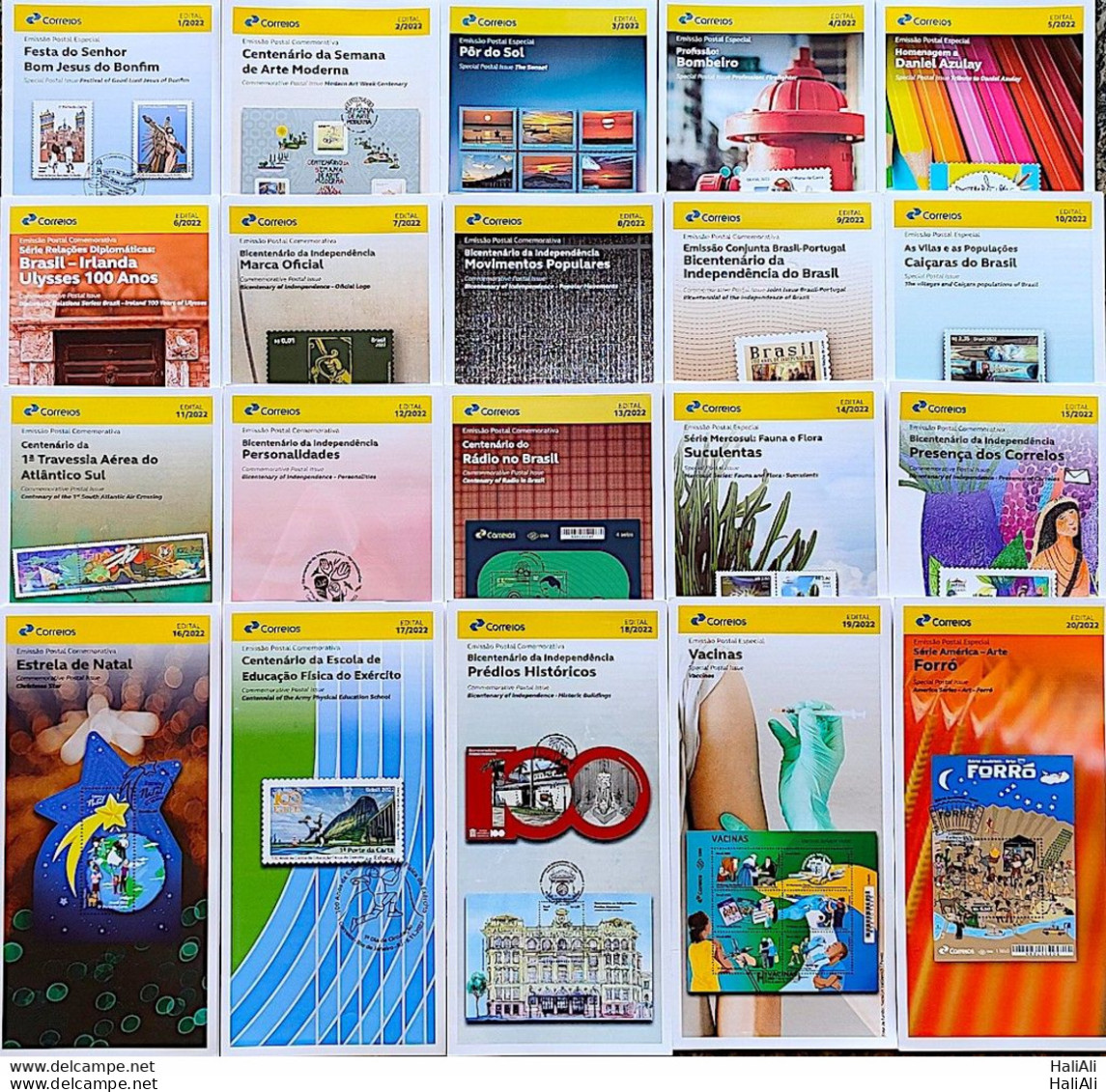 Brochure Brazil Edital 2022 Collection 20 Units Without Stamp - Covers & Documents