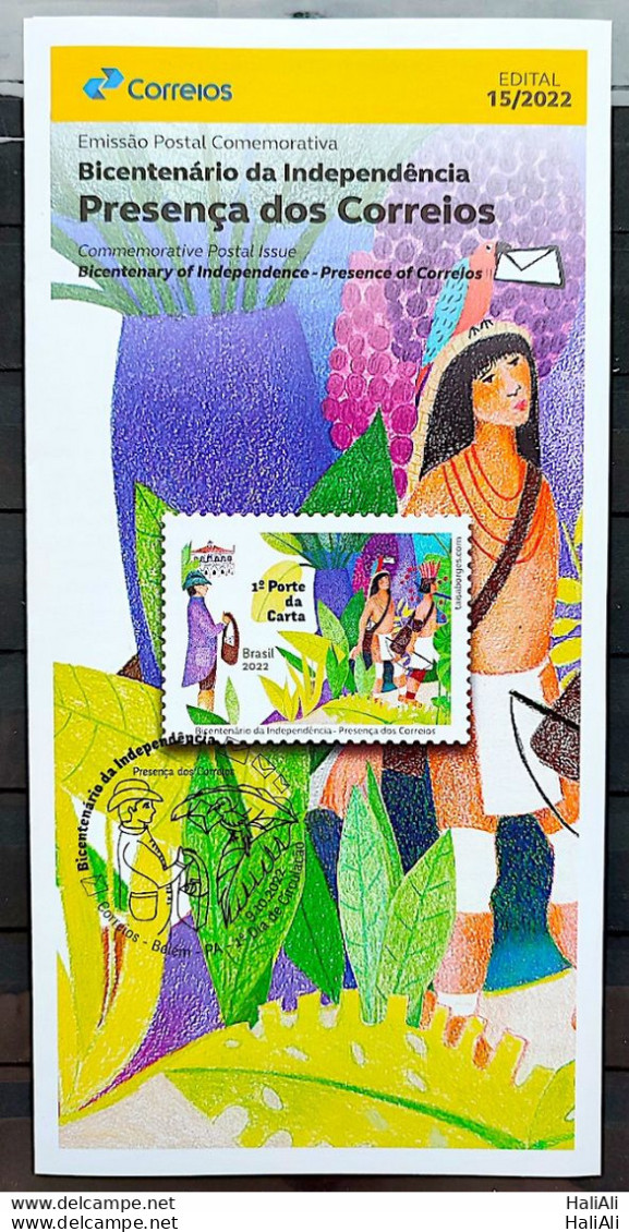 Brochure Brazil Edital 2022 15 Bicentenary Of Independence Presence Of Correios Without Stamp - Lettres & Documents