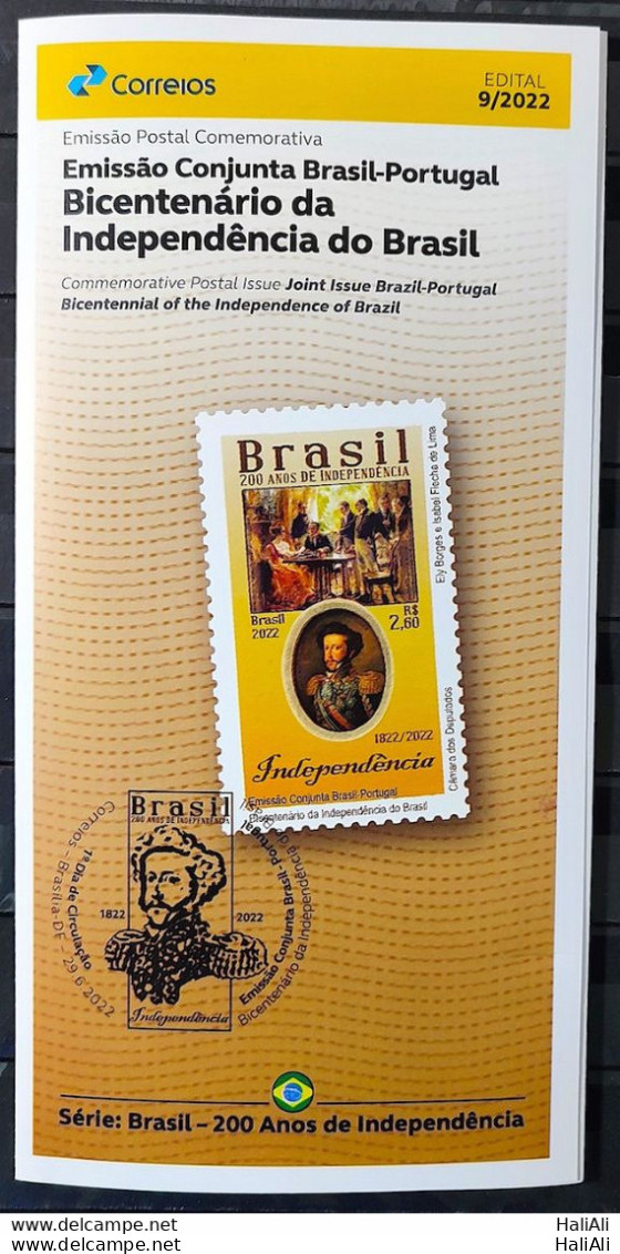 Brochure Brazil Edital 2022 09 Bicentenary Of Independence Dom Pedro Portugal Without Stamp - Briefe U. Dokumente