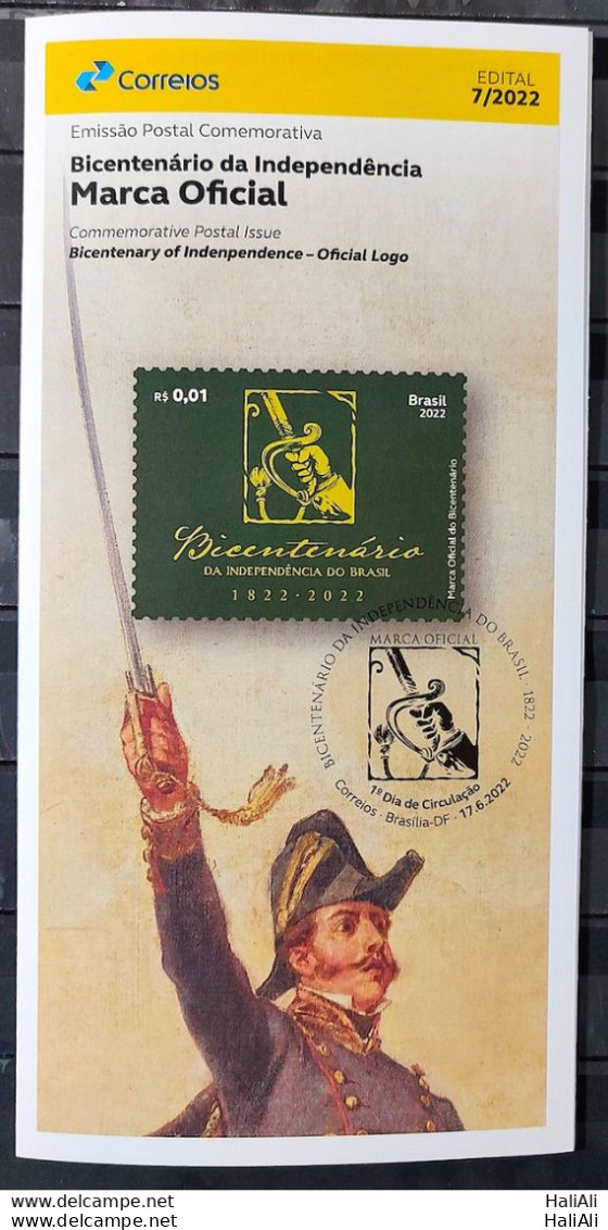 Brochure Brazil Edital 2022 07 Bicentenary Of Independence Oficial Logo Dom Pedro Sword Portugal Without Stamp - Cartas & Documentos