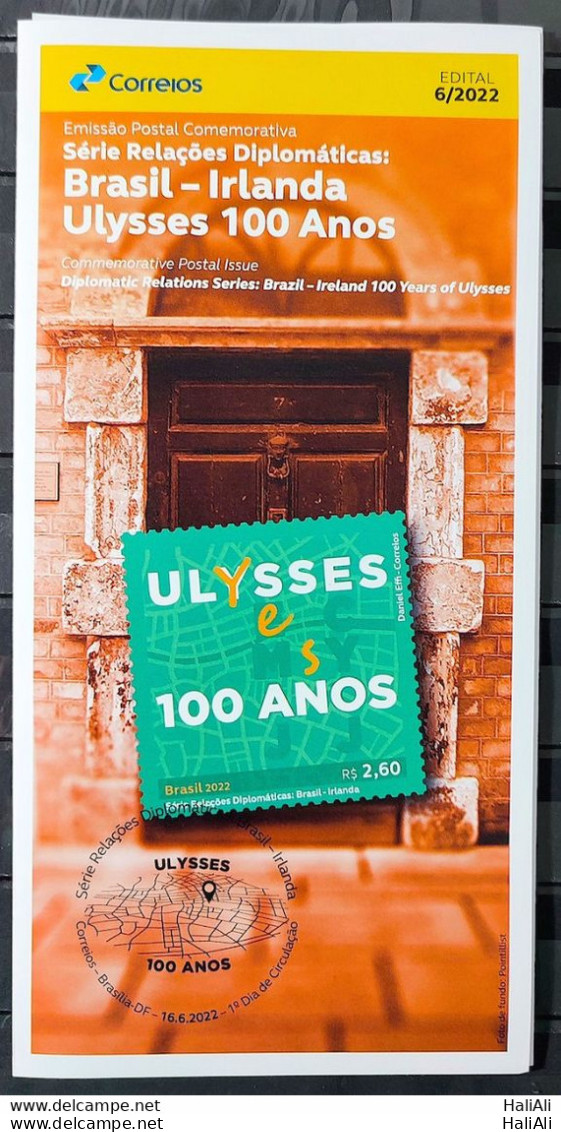 Brochure Brazil Edital 2022 06 Diplomatic Relations Brazil Ireland Ulysses James Joyce Without Stamp - Covers & Documents