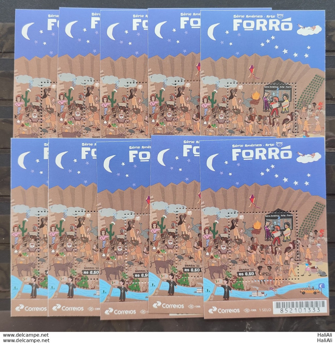 B 231 Brazil Stamp Forro Serie America Art Music Bridge Car Ship Fish 2022 10 Units - Ungebraucht