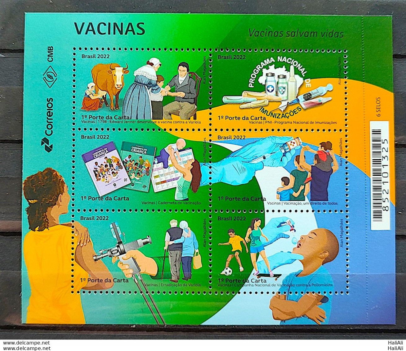 B 230 Brazil Stamp Vaccines Health Cow Kids Soccer Seniors Edward Jenner 2022 - Neufs