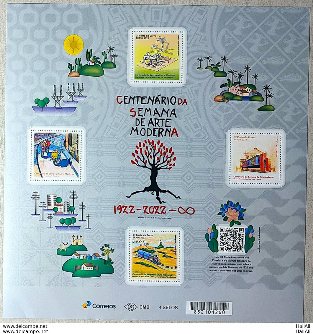 B 224  Brazil Stamp Modern Art Week Centenary Literature Train Piano Music Glasses 2022 - Neufs