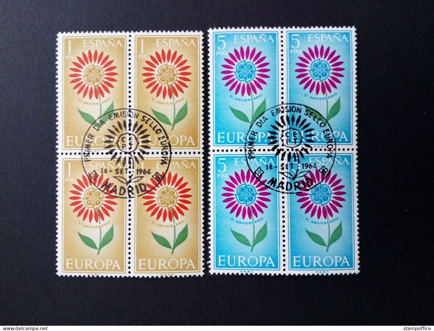 SPANIEN MI-NR. 1501-1502 GESTEMPELT(USED) 4er BLOCK EUROPA 1964 STILISIERTE BLUME - 1964