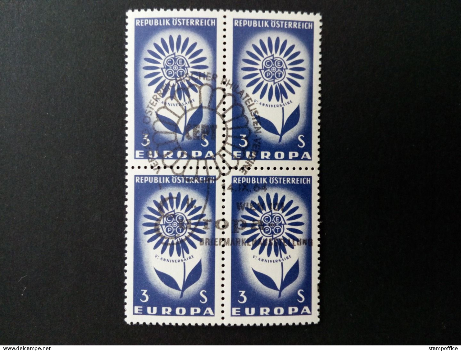 ÖSTERREICH MI-NR. 1173 GESTEMPELT(USED) 4er BLOCK EUROPA 1964 STILISIERTE BLUME - 1964