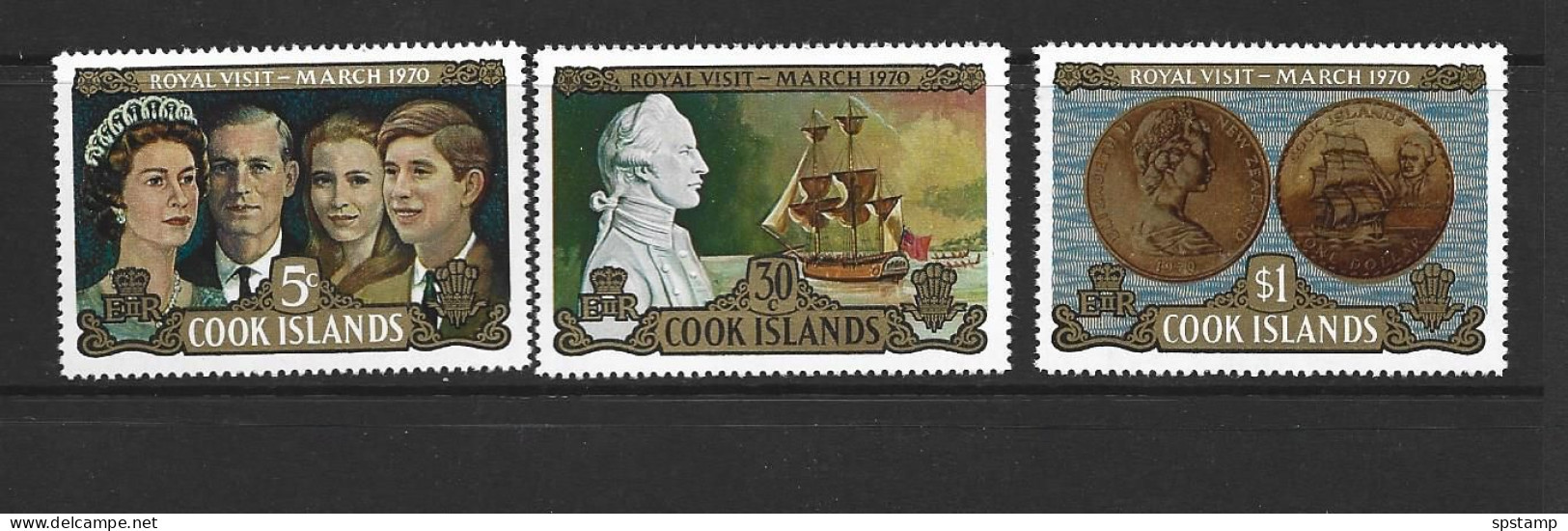 Cook Islands 1970 Royal Visit Set Of 3 MNH - Islas Cook