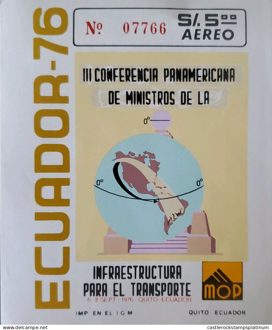 OH) 1976 ECUADOR, WESTERN HEMISPHERE AND EQUADOR MONUMENT . CONFERENCE OF PAN-AMERICAN TRANSPORT MINISTERS, MNH - Ecuador