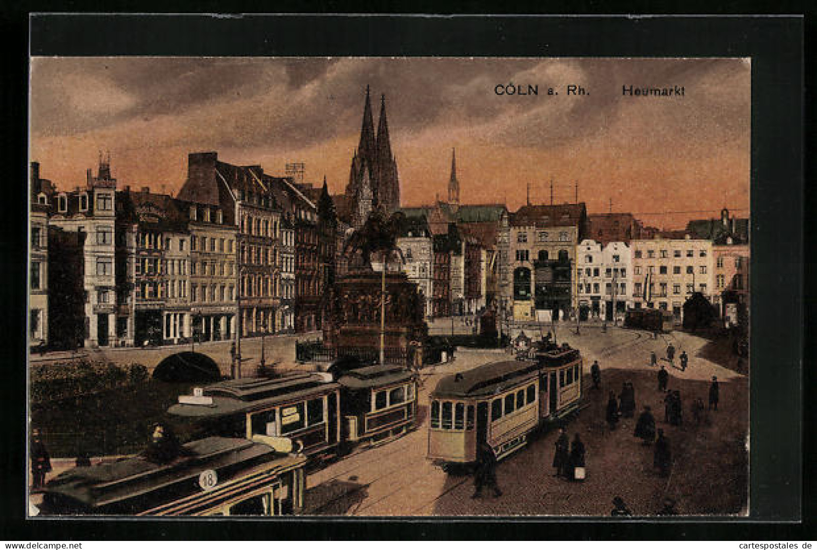 AK Cöln A. Rhein, Heumarkt Mit Strassenbahn Bei Abendstimmung  - Tramways