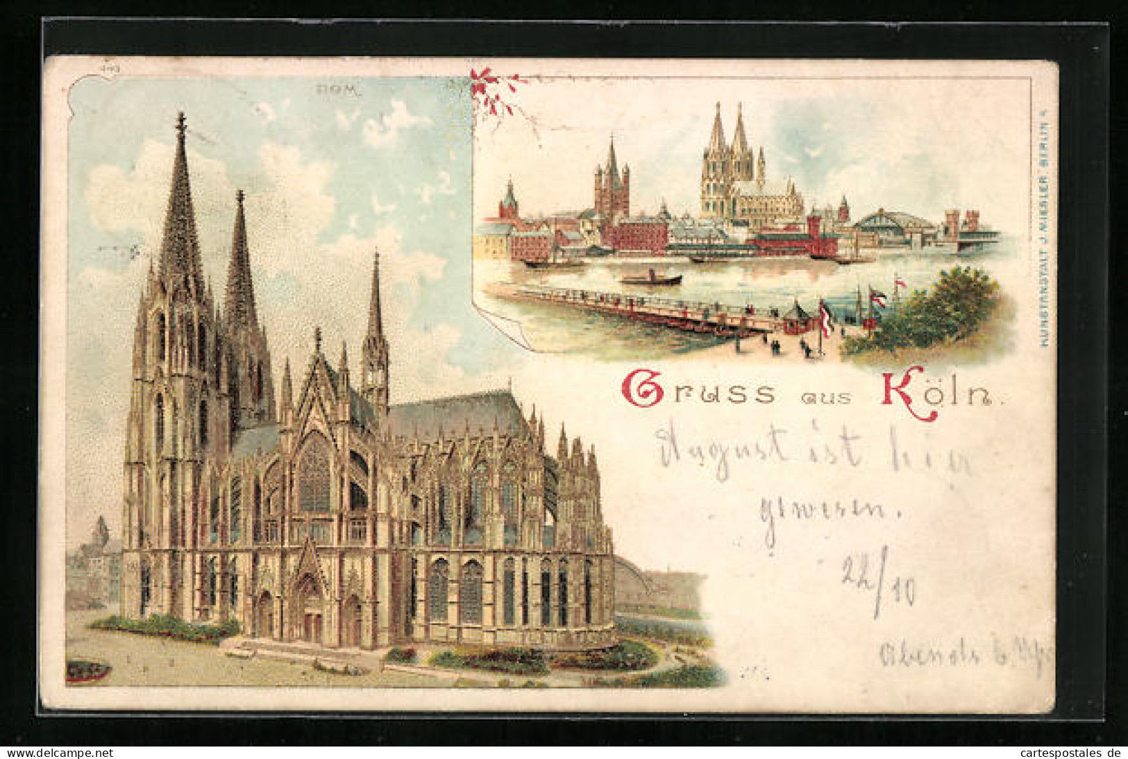 Lithographie Köln, Rheinpartie Und Dom  - Koeln