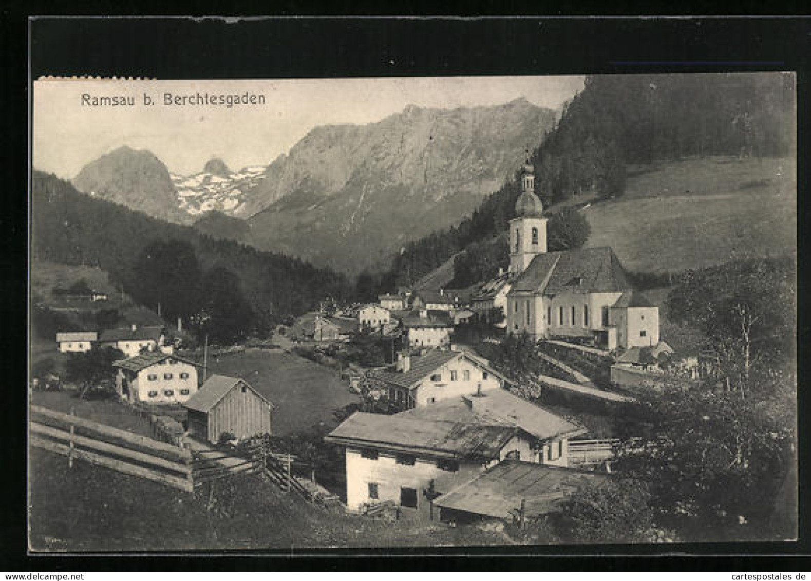 AK Ramsau /Berchtesgaden, Ortsansicht Mit Kirche  - Berchtesgaden
