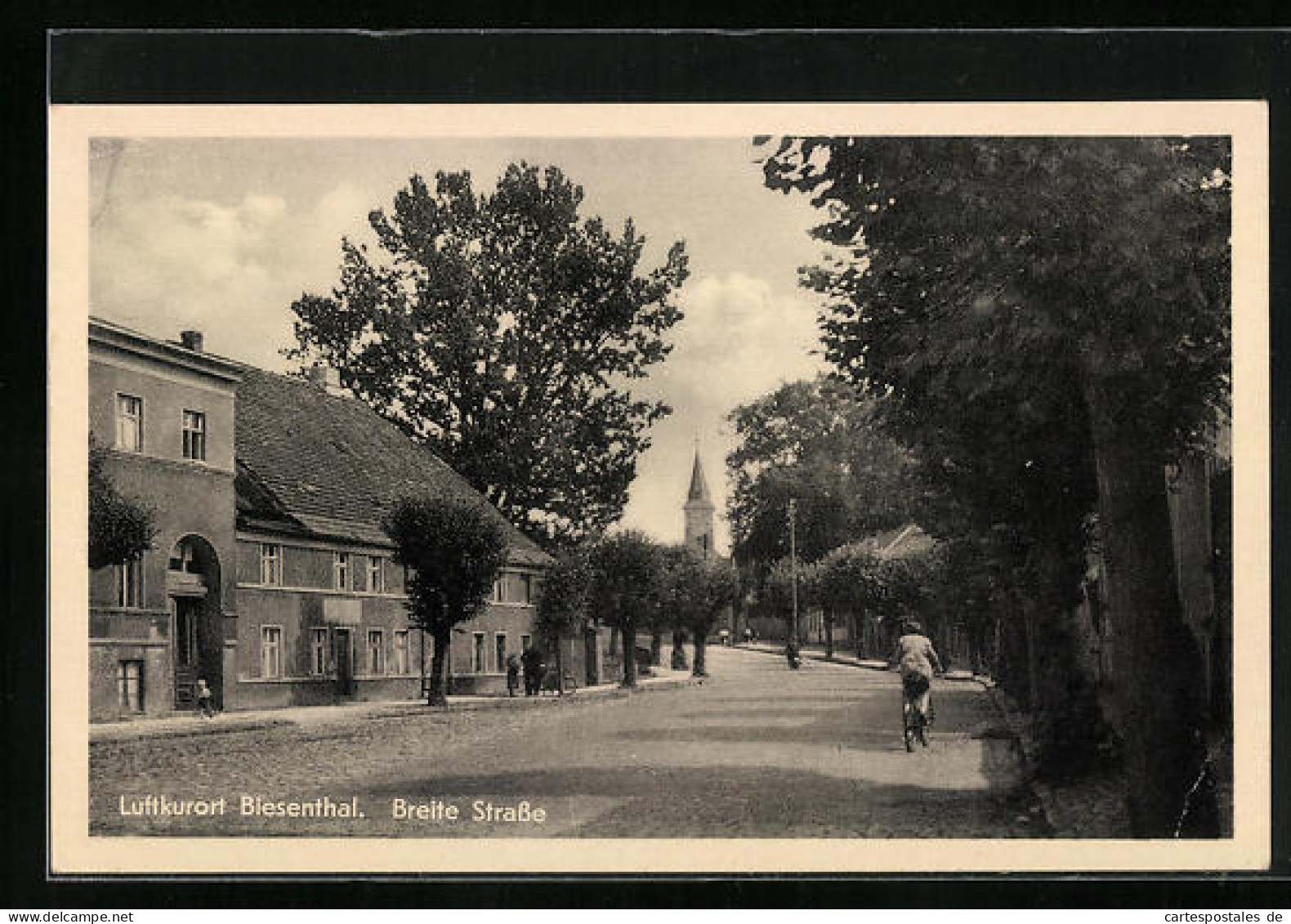 AK Biesenthal, Breite Strasse Mit Radfahrerin  - Biesenthal