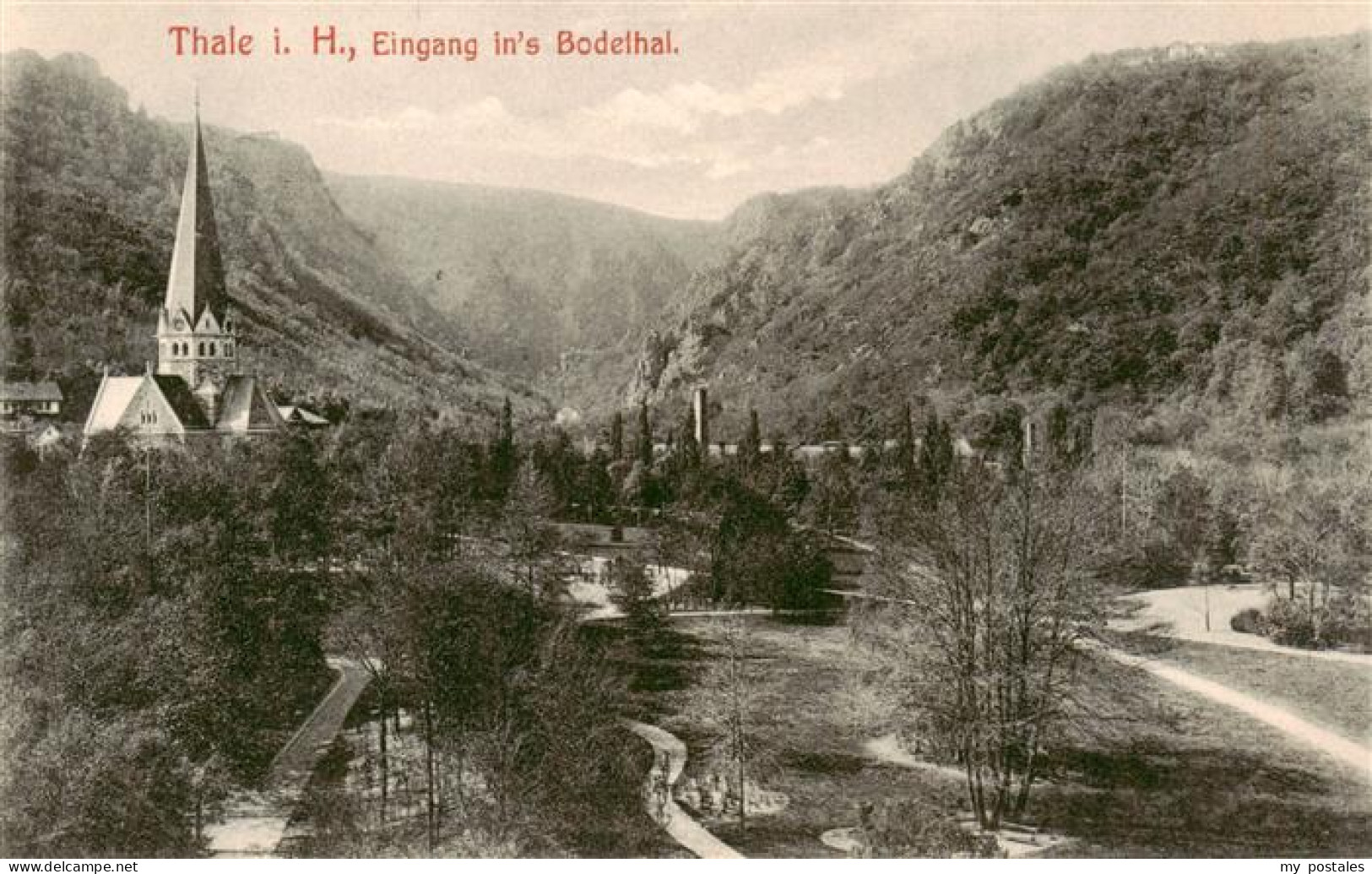 73899505 Thale Harz Eingang Ins Bodethal Mit Kirche Thale Harz - Thale