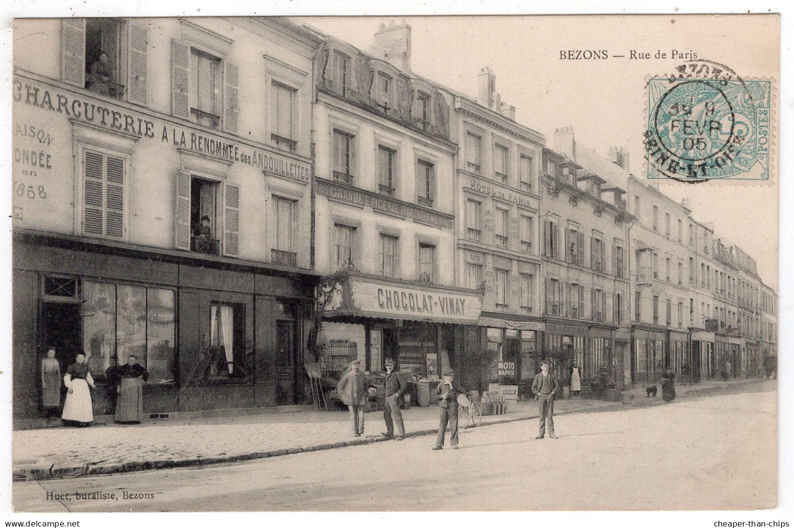 BEZONS - Rue De Paris - Huet, Buraliste - Chocolat Vinay - Bezons