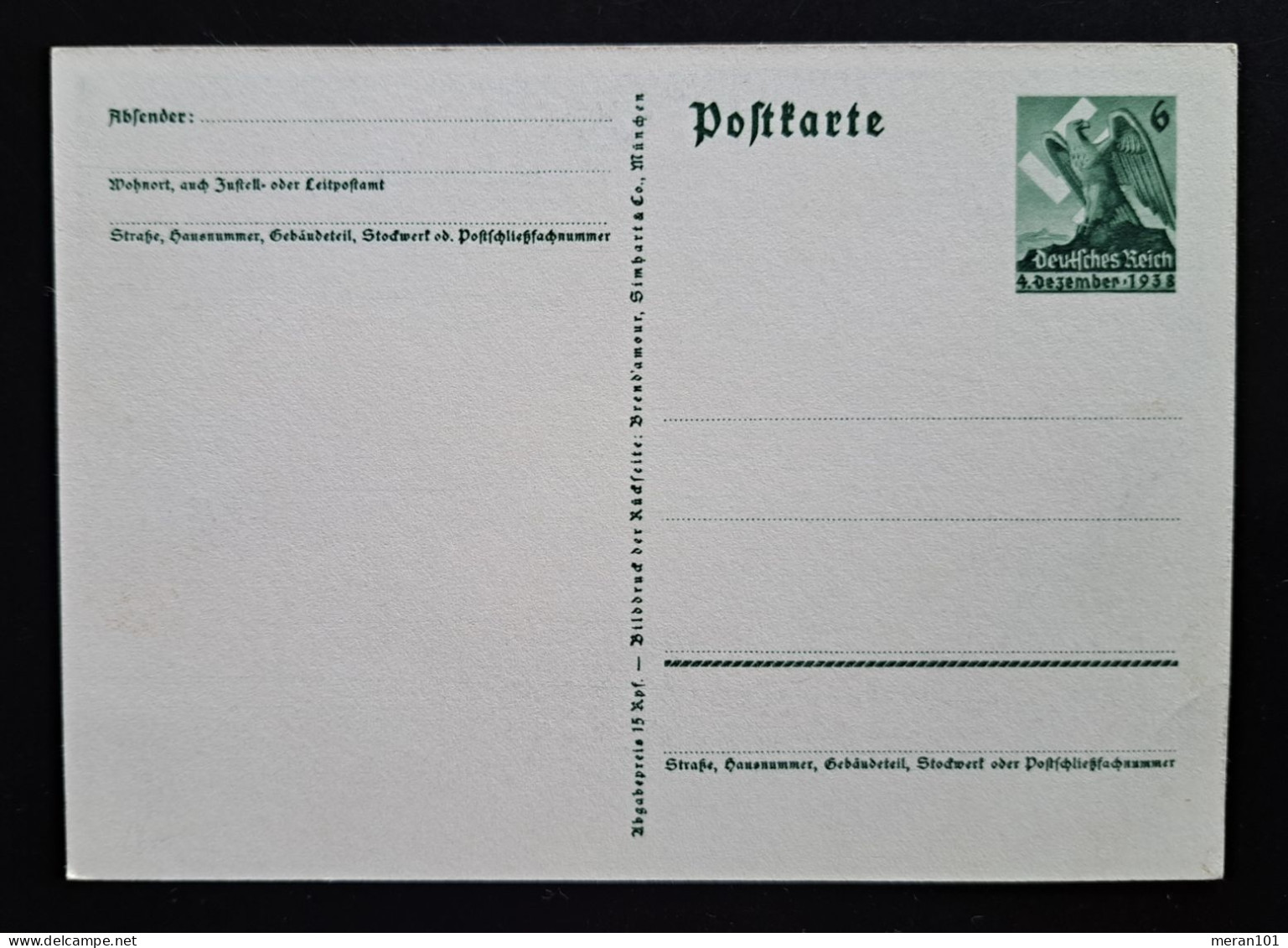 Deutsches Reich 1938, Postkarte P275 "Sudetenland" Ungebraucht - Briefkaarten