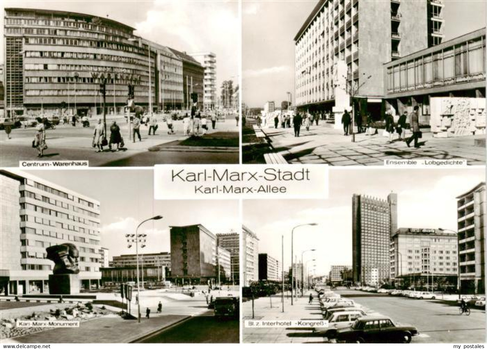 73899269 Karl-Marx-Stadt Karl-Marx-Allee Centrum Warenhaus Ensemble Lobgedichte  - Chemnitz