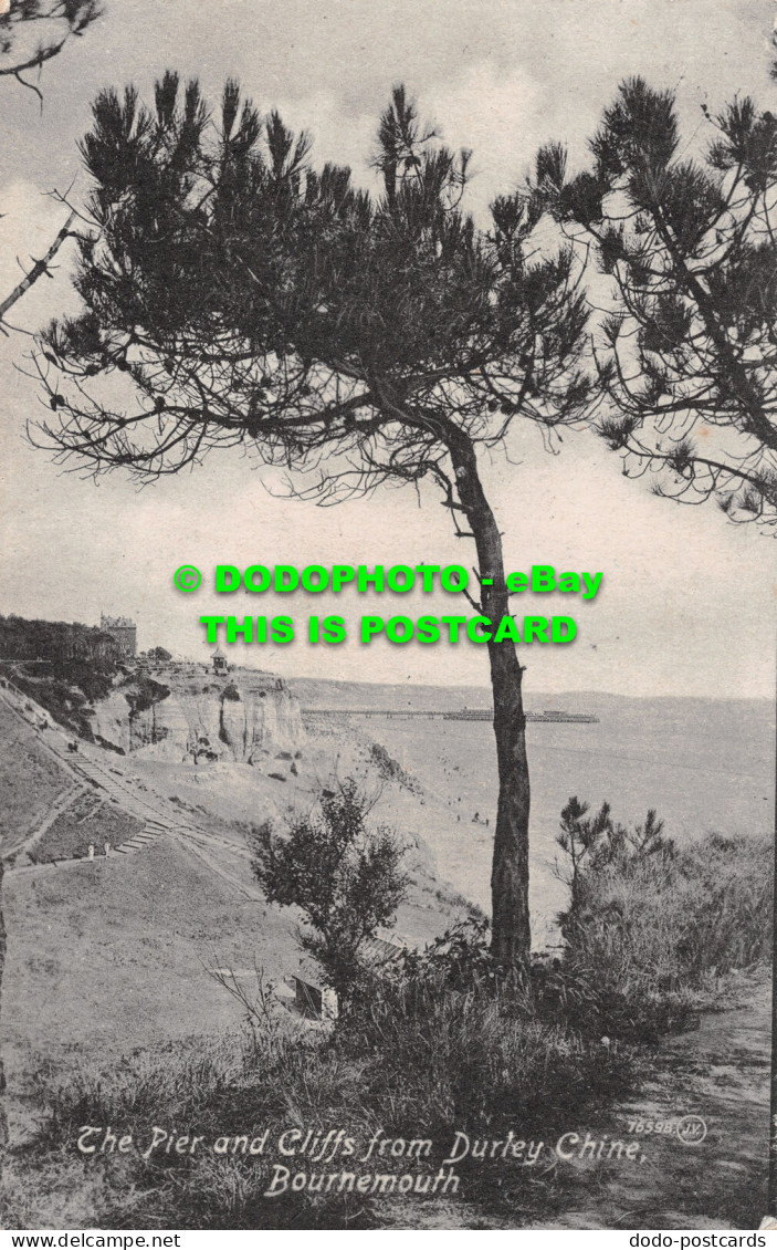 R495590 Bournemouth. The Pier And Cliffs From Durley Chine. Valentine Series. 19 - World