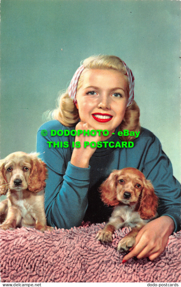 R495600 Woman With Two Dogs. Postcard - World