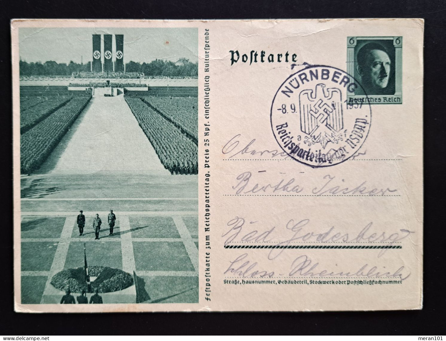 Deutsches Reich 1937, Postkarte P264 Bild 01 NÜRNBERG Sonderstempel - Tarjetas