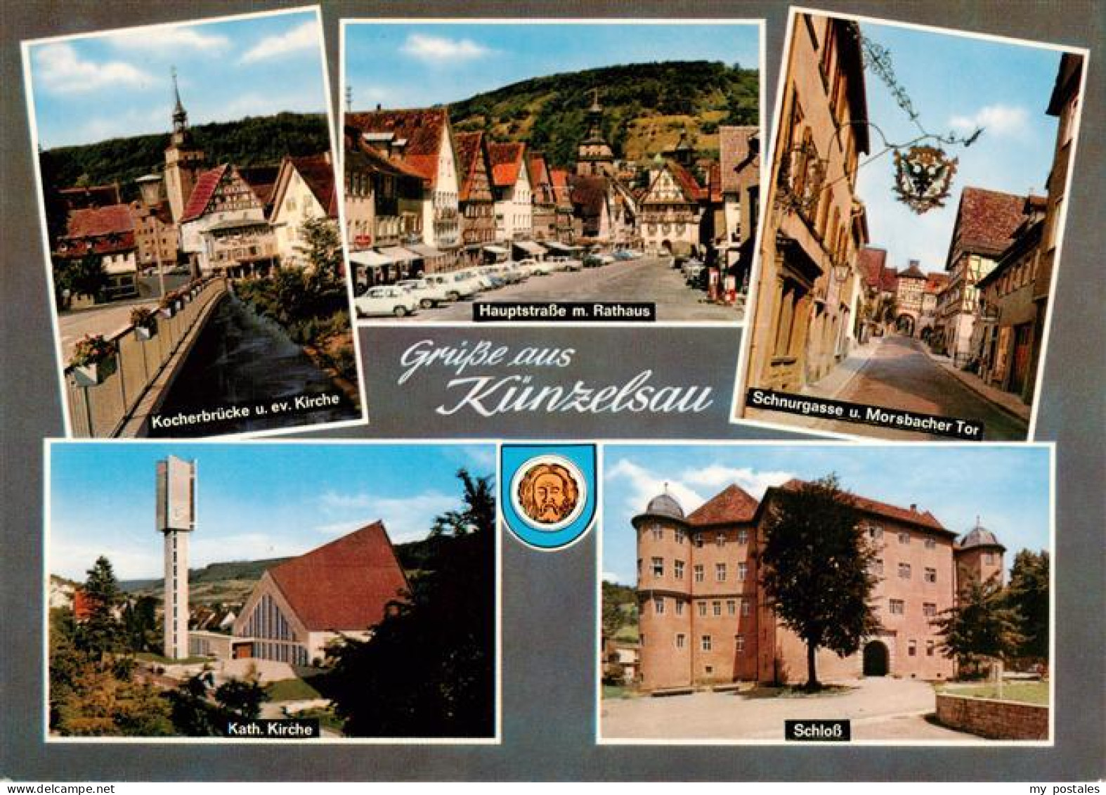 73899167 Kuenzelsau Kocherbruecke Kirche Hauptstrasse Rathaus Schnurgasse Mosbac - Künzelsau