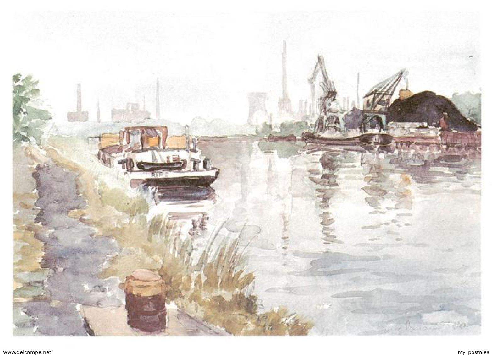 73894958 Castrop-Rauxel Ruhrgebiet Victor Hafen Aquarell Castrop-Rauxel - Castrop-Rauxel