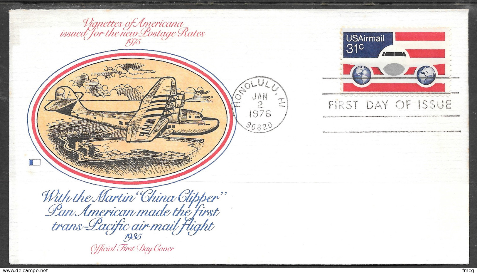 USA FDC Fleetwood Cachet, 1976 31 Cents Jet Airmail - 1971-1980