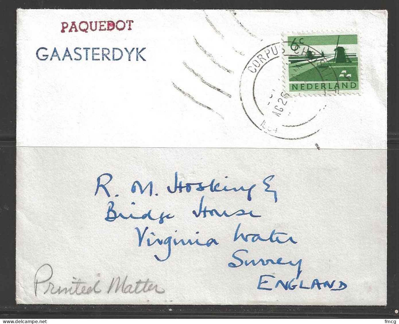 1964 Paquebot Cover Netherlands Stamp Used In Corpus Christi, Texas (AG 26) - Storia Postale