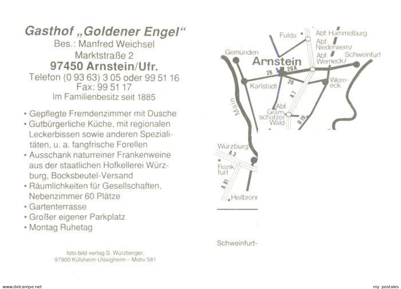 73894794 Arnstein Unterfranken Gasthof Goldener Engel Gastraeume Arnstein Unterf - Altri & Non Classificati