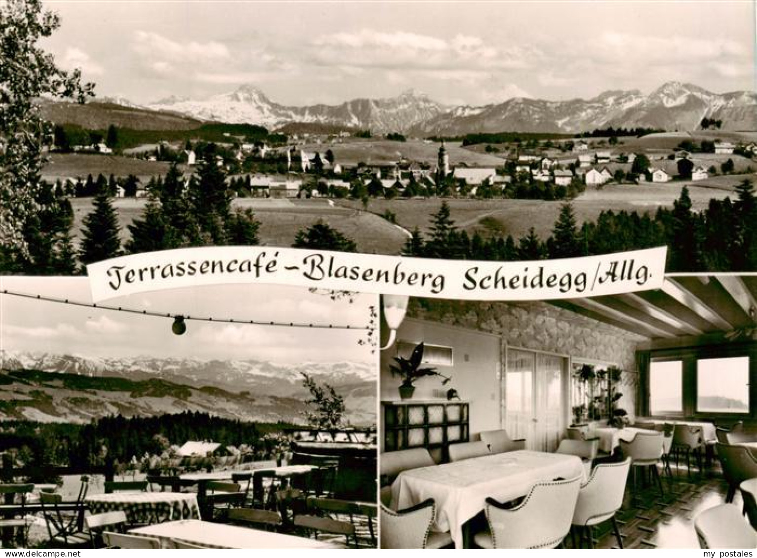 73894583 Scheidegg Allgaeu Terrassencafe Blasenberg Gastraum Terrasse Panorama S - Altri & Non Classificati