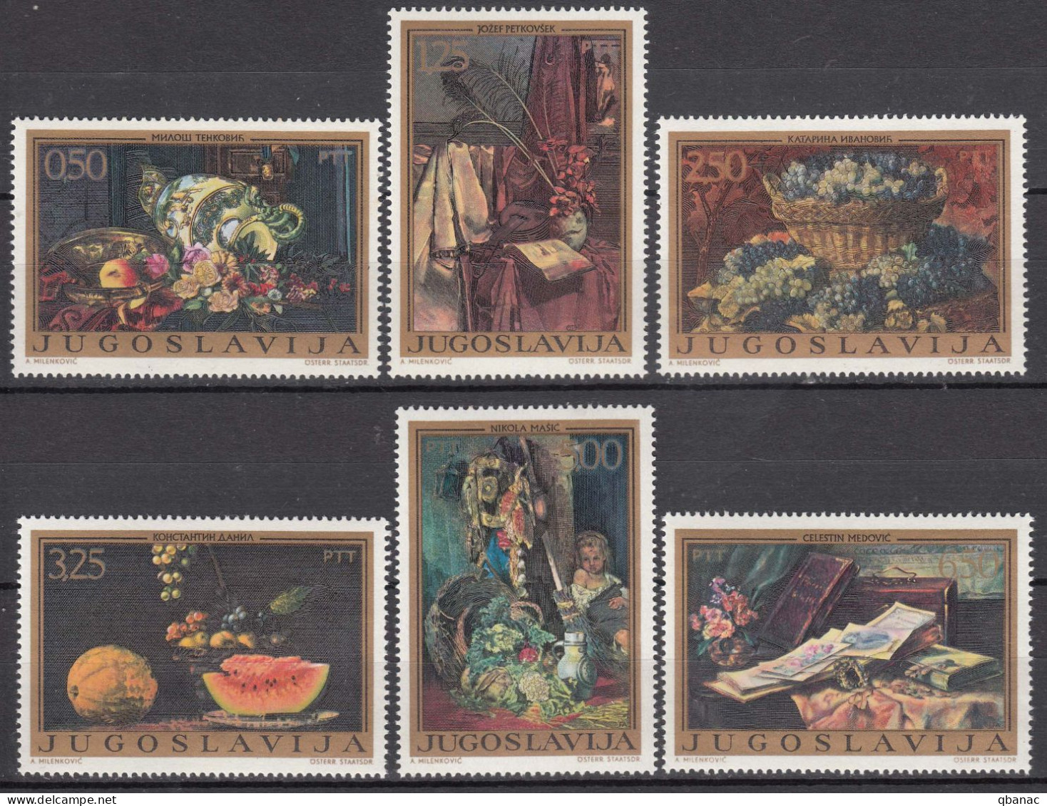Yugoslavia Republic 1972 Art Paintings Mi#1487-1492 Mint Never Hinged - Unused Stamps