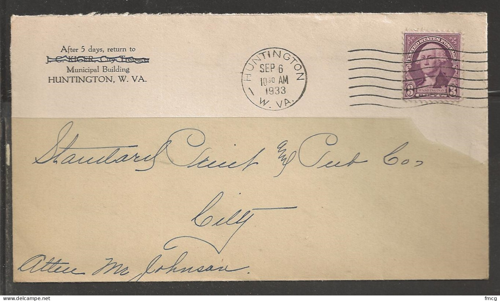 1933 Huntington West Virginia, City Government Corner Card - Storia Postale