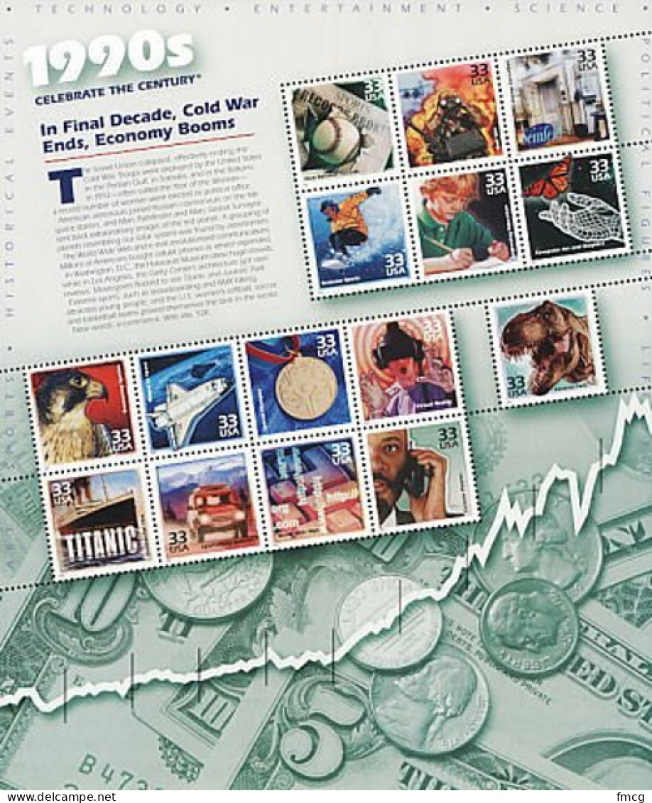 2000 Celebrate The Century  1990s  Sheet Of 15, Mint Never Hinged - Nuovi