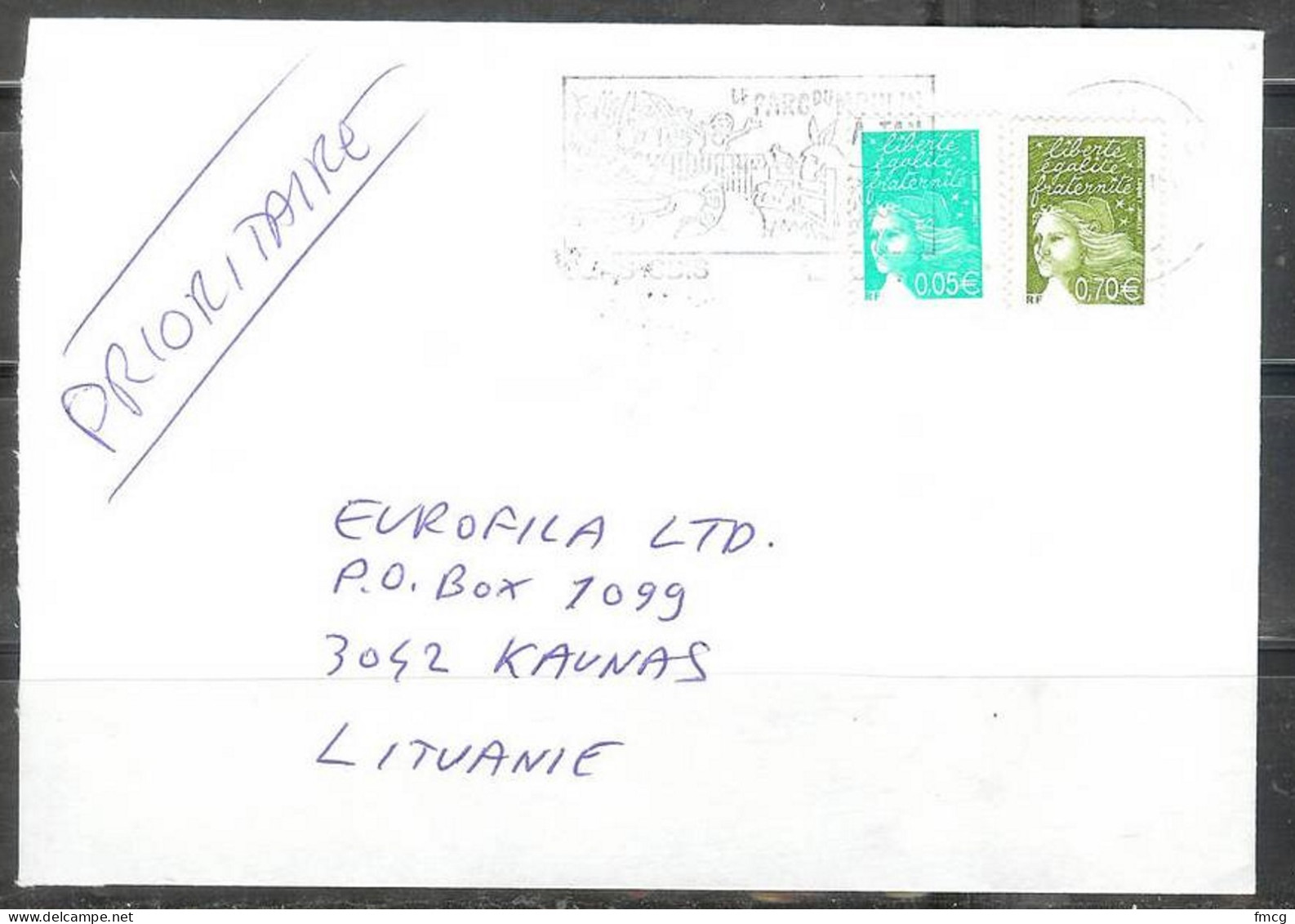  2004 70E And 0.05E Marianne, Sens Cdis To Kaunas Lithuania - Covers & Documents