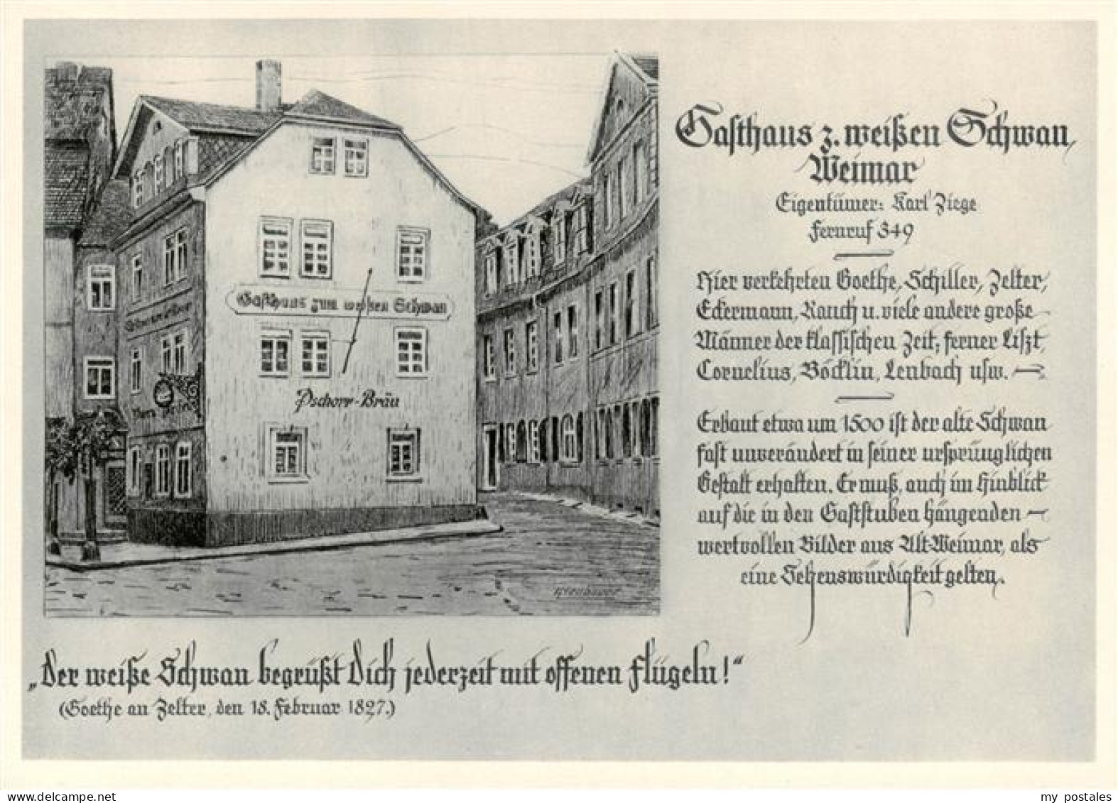 73894249 Weimar  Thueringen Gasthaus Zum Weissen Schwan Kuenstlerkarte  - Weimar