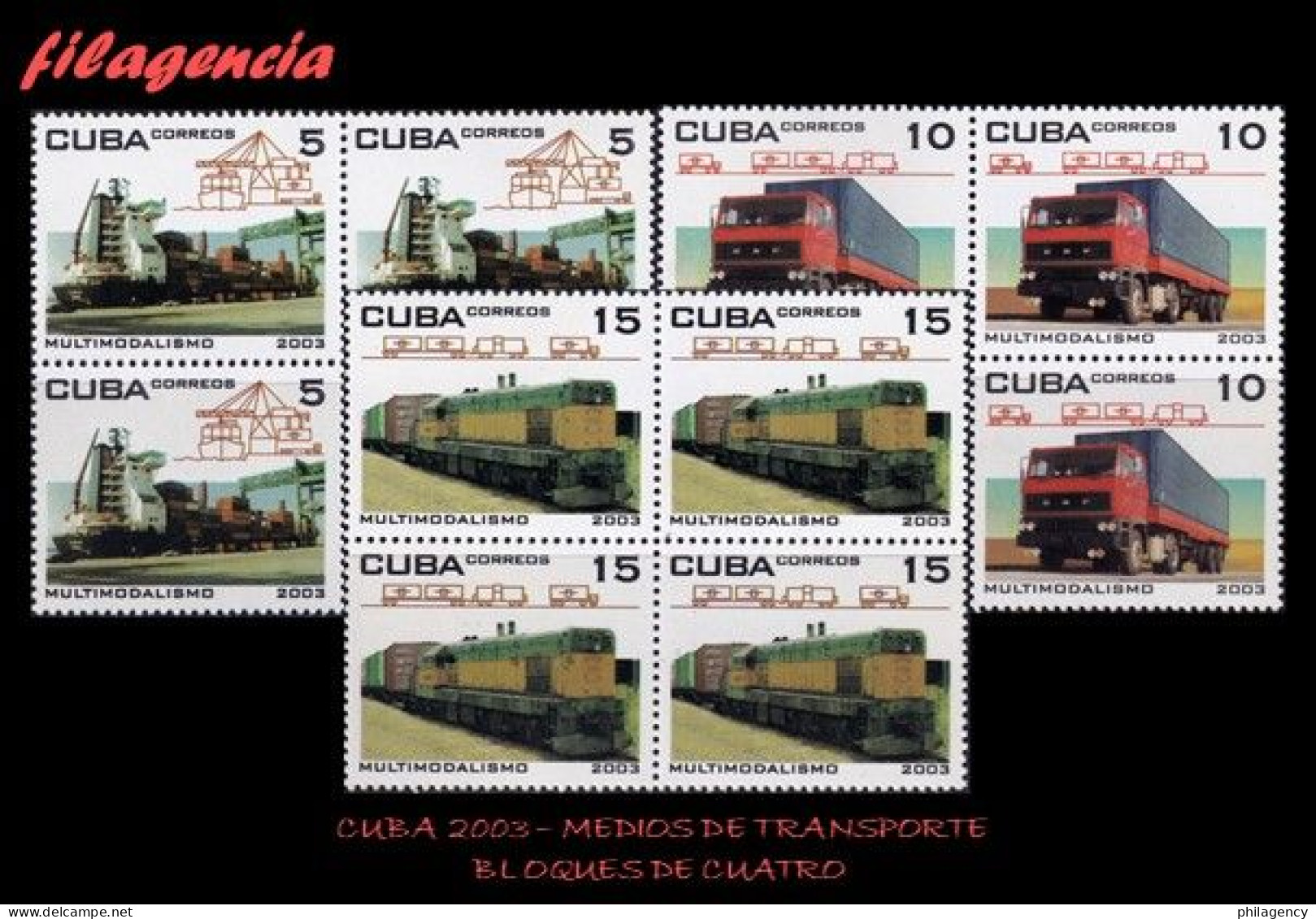 CUBA. BLOQUES DE CUATRO. 2003-10 MEDIOS DE TRANSPORTE - Ongebruikt