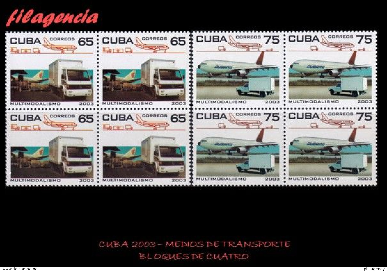 CUBA. BLOQUES DE CUATRO. 2003-10 MEDIOS DE TRANSPORTE - Unused Stamps