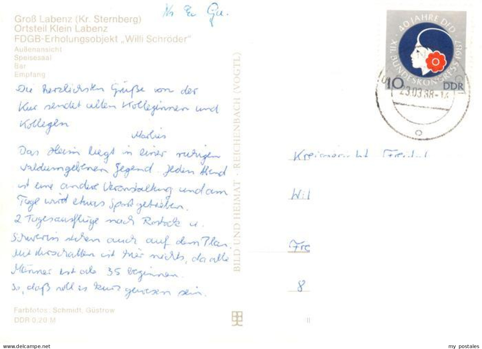 73893943 Klein Labenz FDGB Erholungsobjekt Willi Schroeder Speisesaal Bar Empfan - Sonstige & Ohne Zuordnung