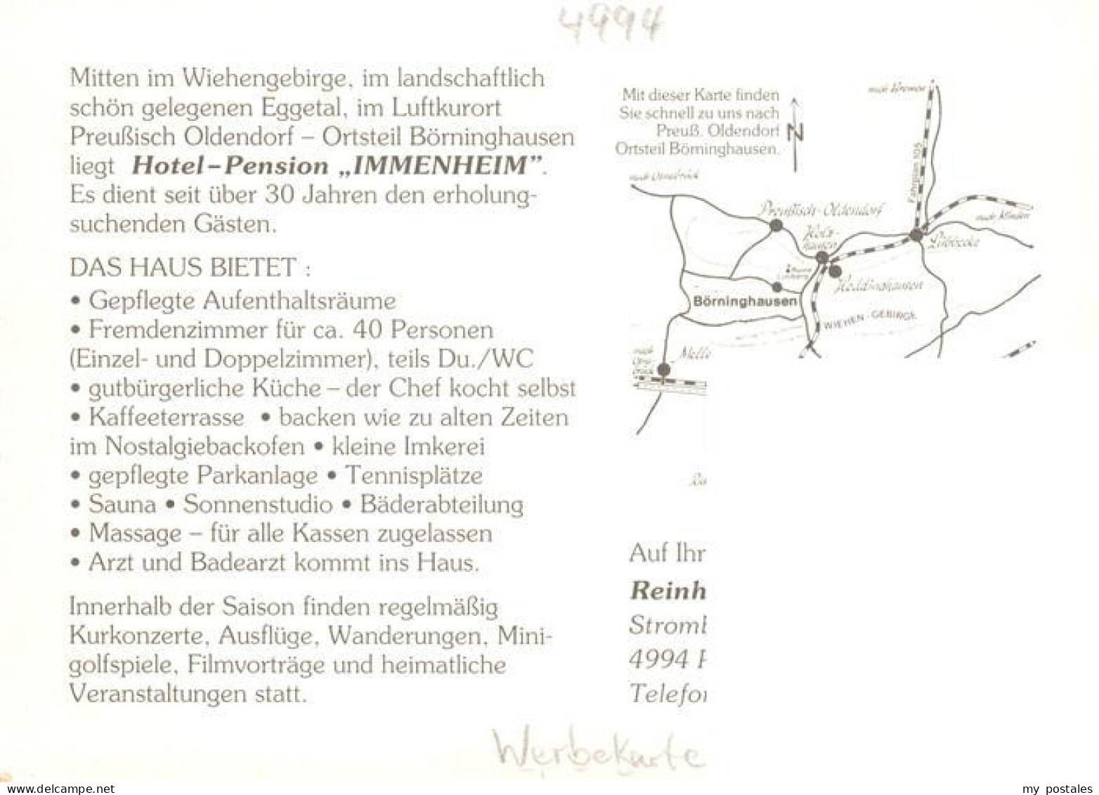 73893201 Boerninghausen Preussisch Oldendorf Hotel Pension Immenheim Gastraeume  - Getmold