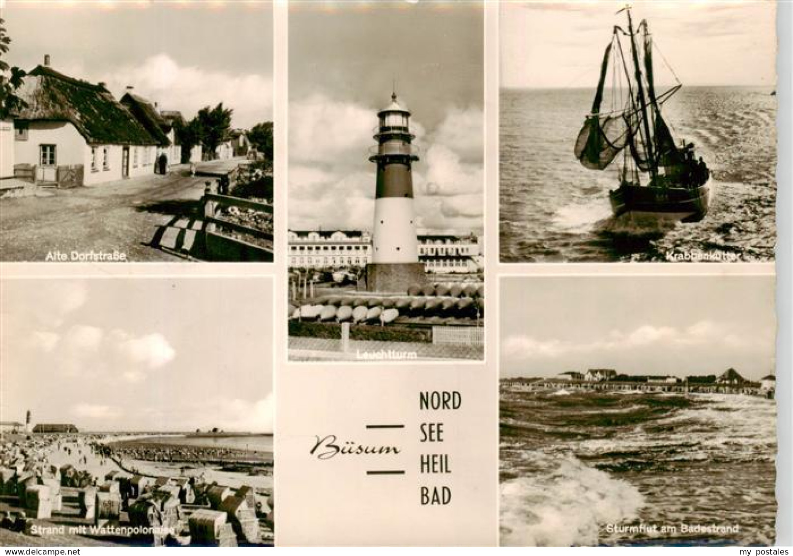 73893124 Buesum Nordseebad Alte Dorfstrasse Leuchtturm Krabbenkutter Strand Mit  - Buesum