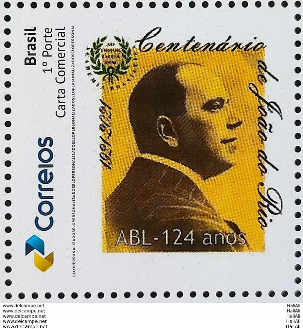 PB 194 Brazil Personalized Stamp ABL 124 Years Journalist Joao Do Rio 2021 - Personnalisés