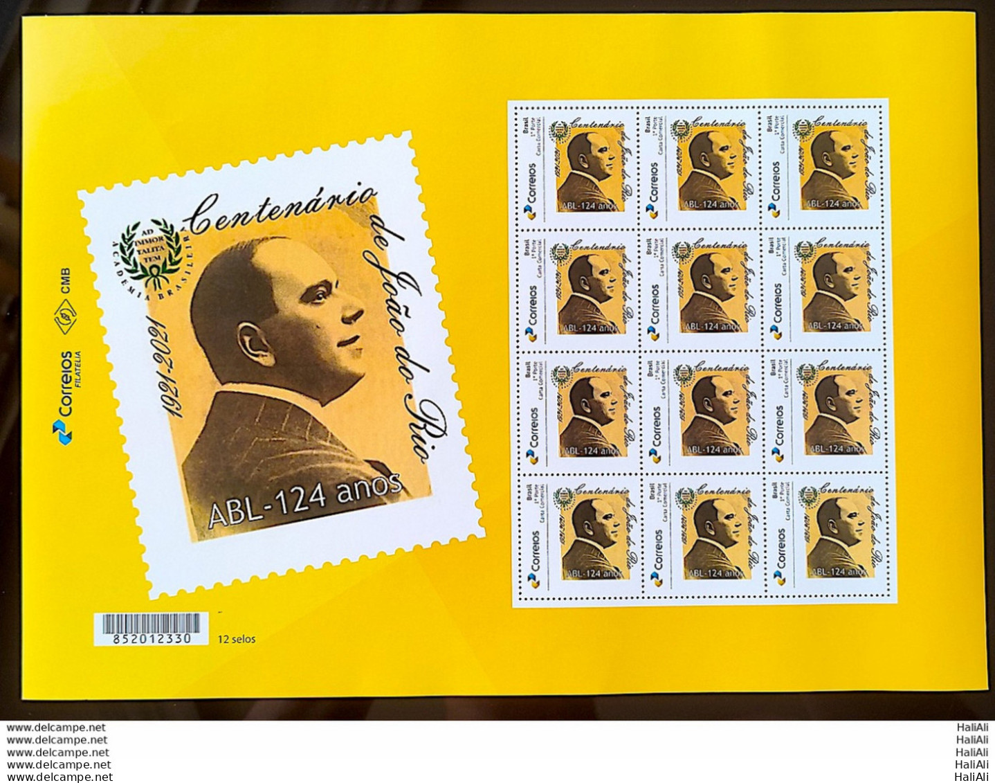 PB 194 Brazil Personalized Stamp ABL 124 Years Journalist Joao Do Rio 2021 Sheet - Personalized Stamps