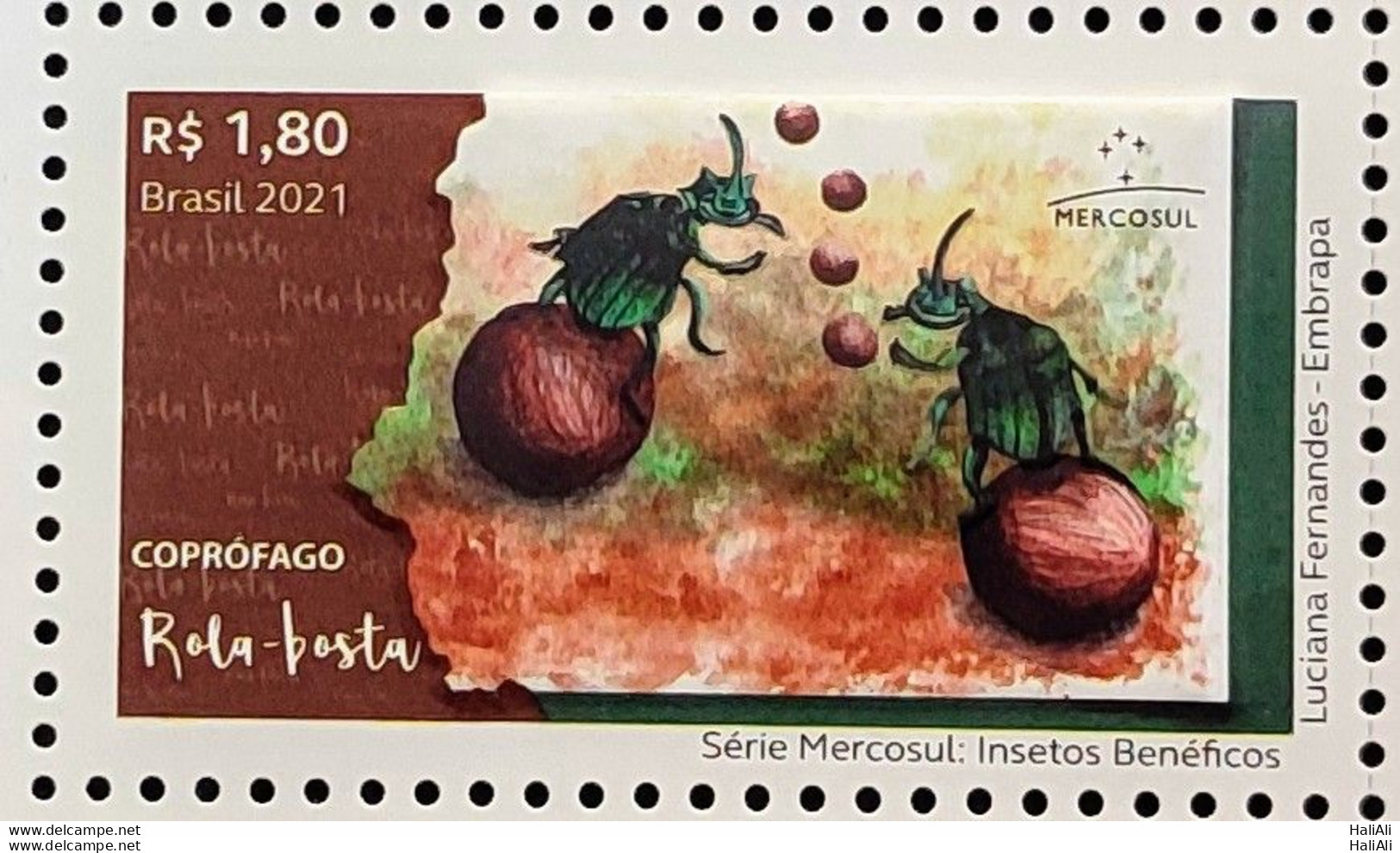 C 4028 Brazil Stamp Beneficial Insects Scroll Dust Mercosul 2021 - Unused Stamps