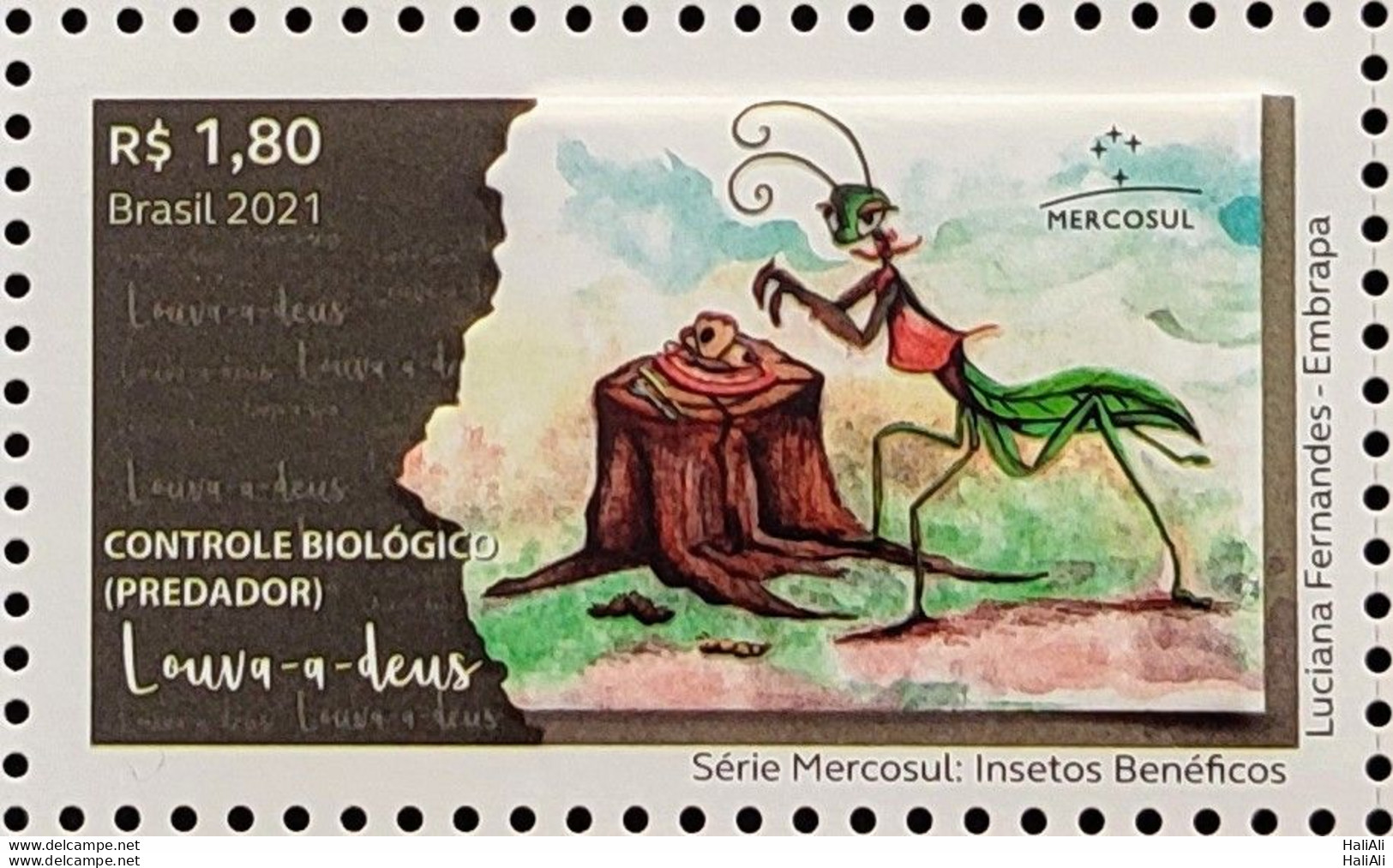 C 4027 Brazil Stamp Beneficial Insects Mantis Mercosul 2021 - Ongebruikt