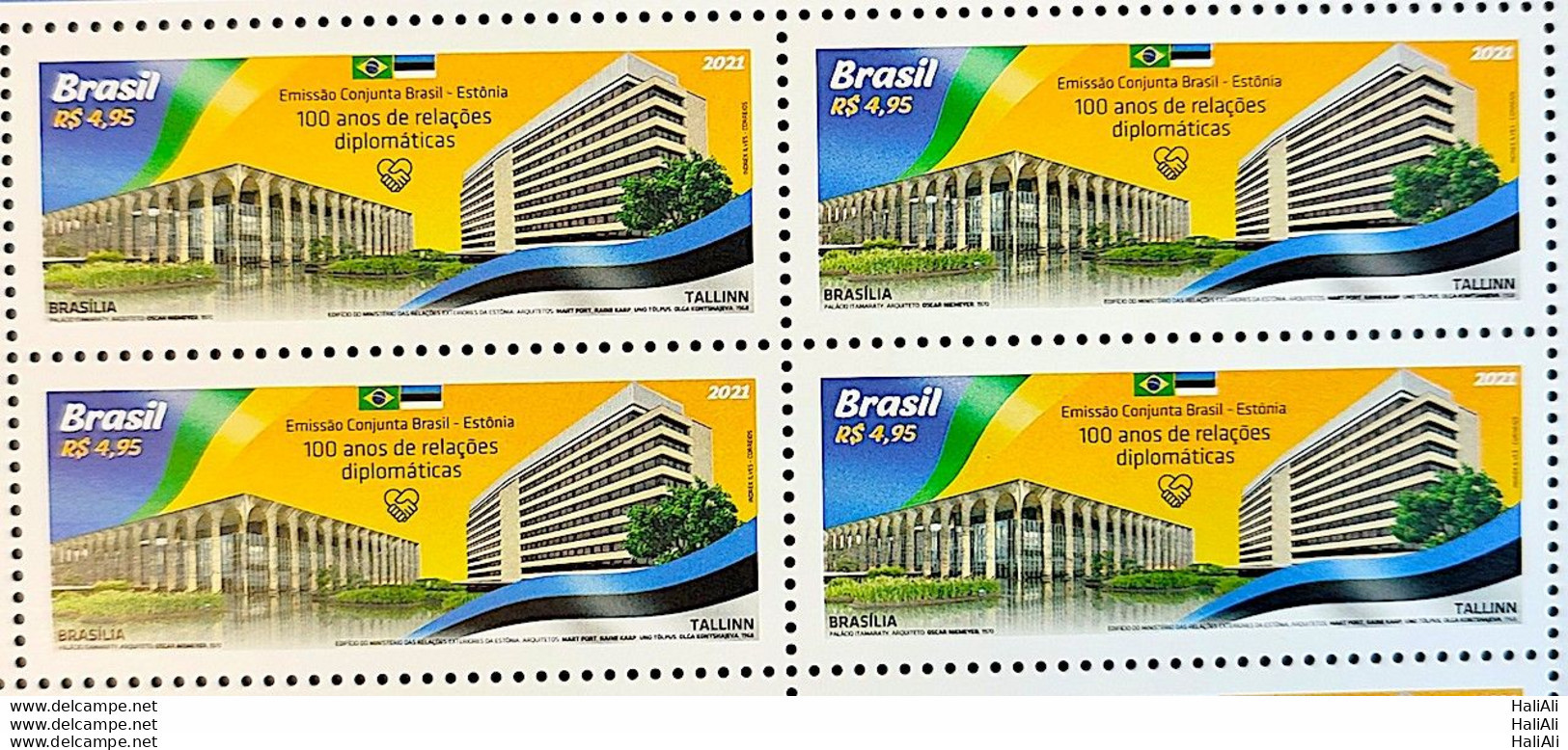 C 4024 Brazil Stamp Joint Issue 100 Years Of Diplomatics Relations Brazil Estonia 2021 Block Of 4 - Unused Stamps