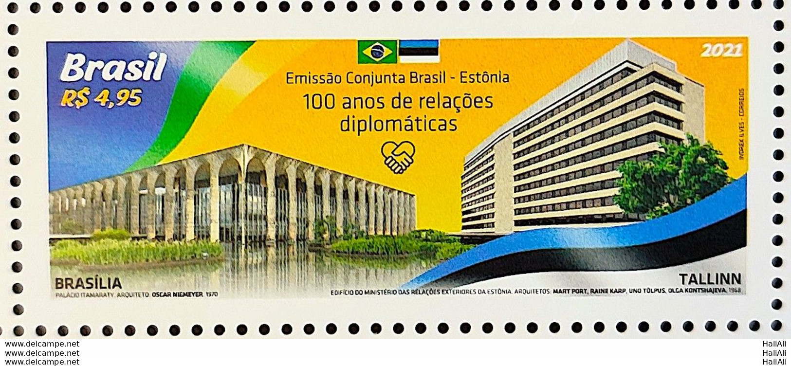 C 4024 Brazil Stamp Joint Issue 100 Years Of Diplomatics Relations Brazil Estonia 2021 - Ongebruikt