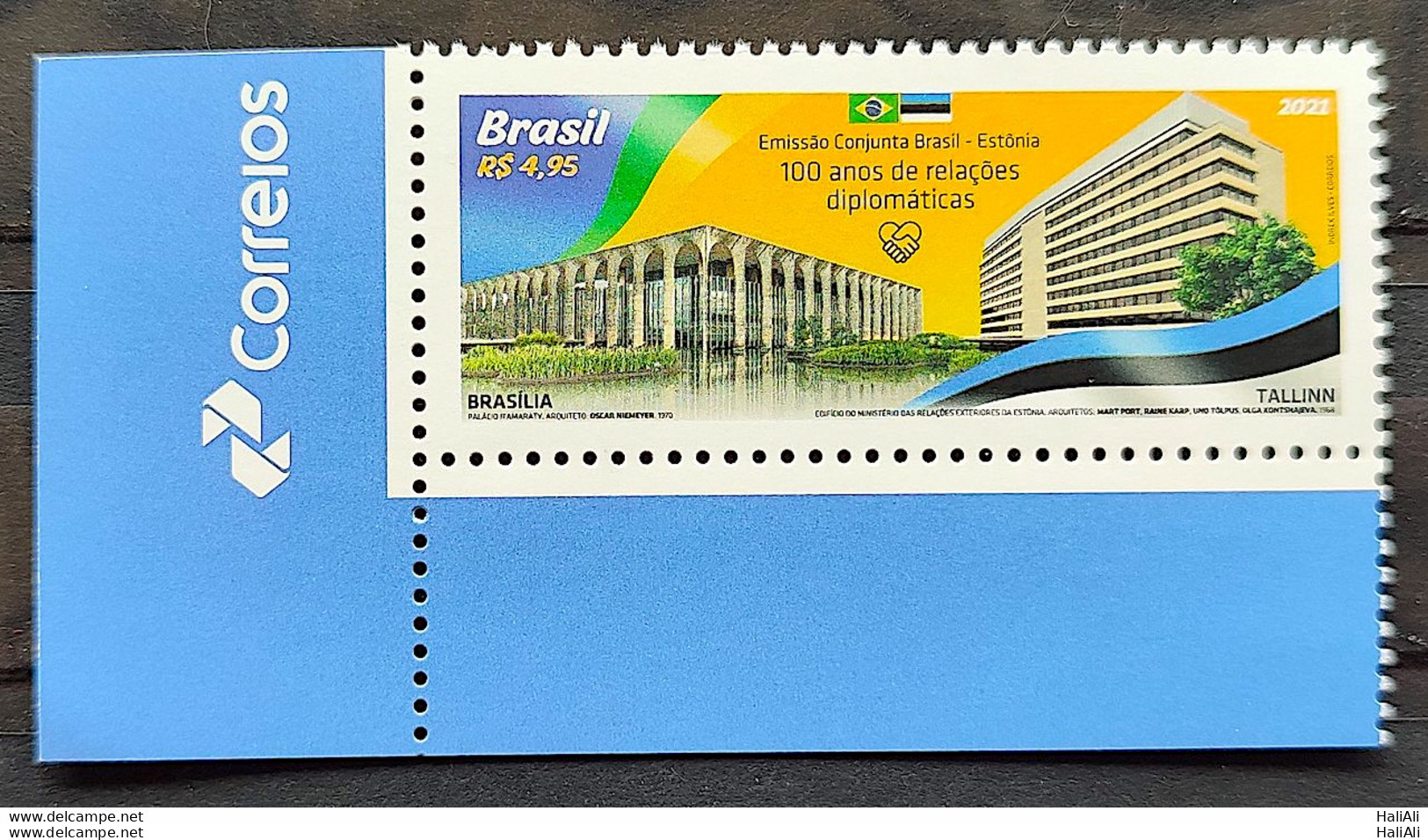 C 4024 Brazil Stamp Diplomatic Relations Estonia Brasilia Tallinn Hand Itamaraty Flag 2021 Vignette Post - Nuovi