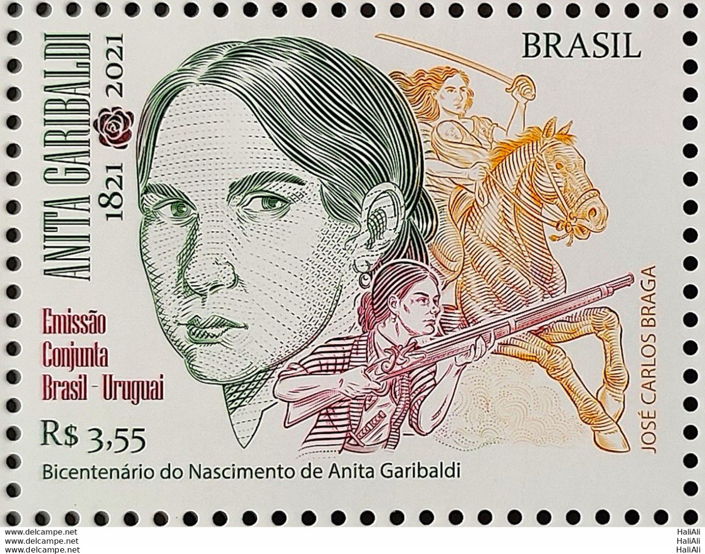 C 4003 200 Years Of The Birth Of Anita Garibaldi, Horse, Weapon 2021 - Unused Stamps