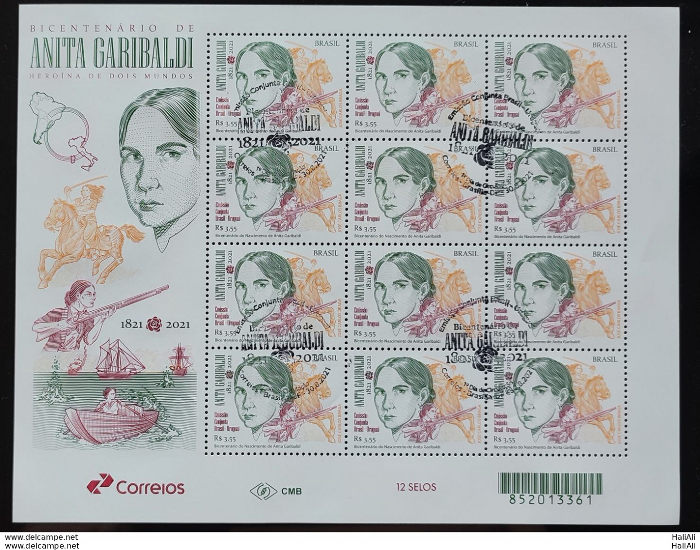 C 4003 200 Years Of The Birth Of Anita Garibaldi, Horse, Weapon 2021 Sheet CBC BSB - Unused Stamps